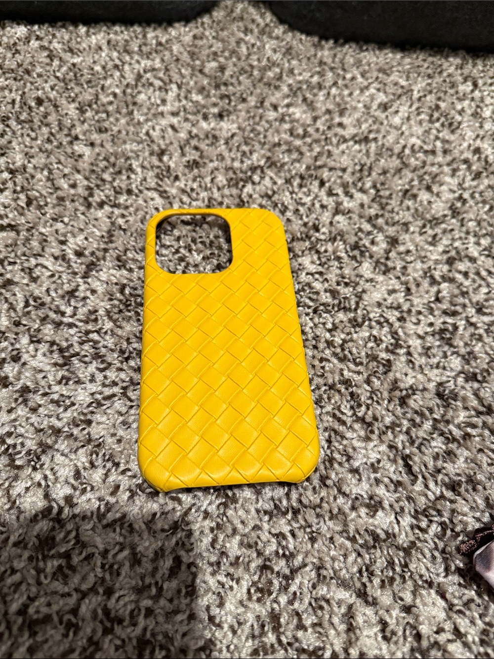 Yellow Leather Woven iPhone Case - Unbranded